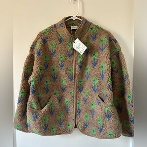 Very J Floral Fleece Sherpa Sweatshirt Jacket Size S